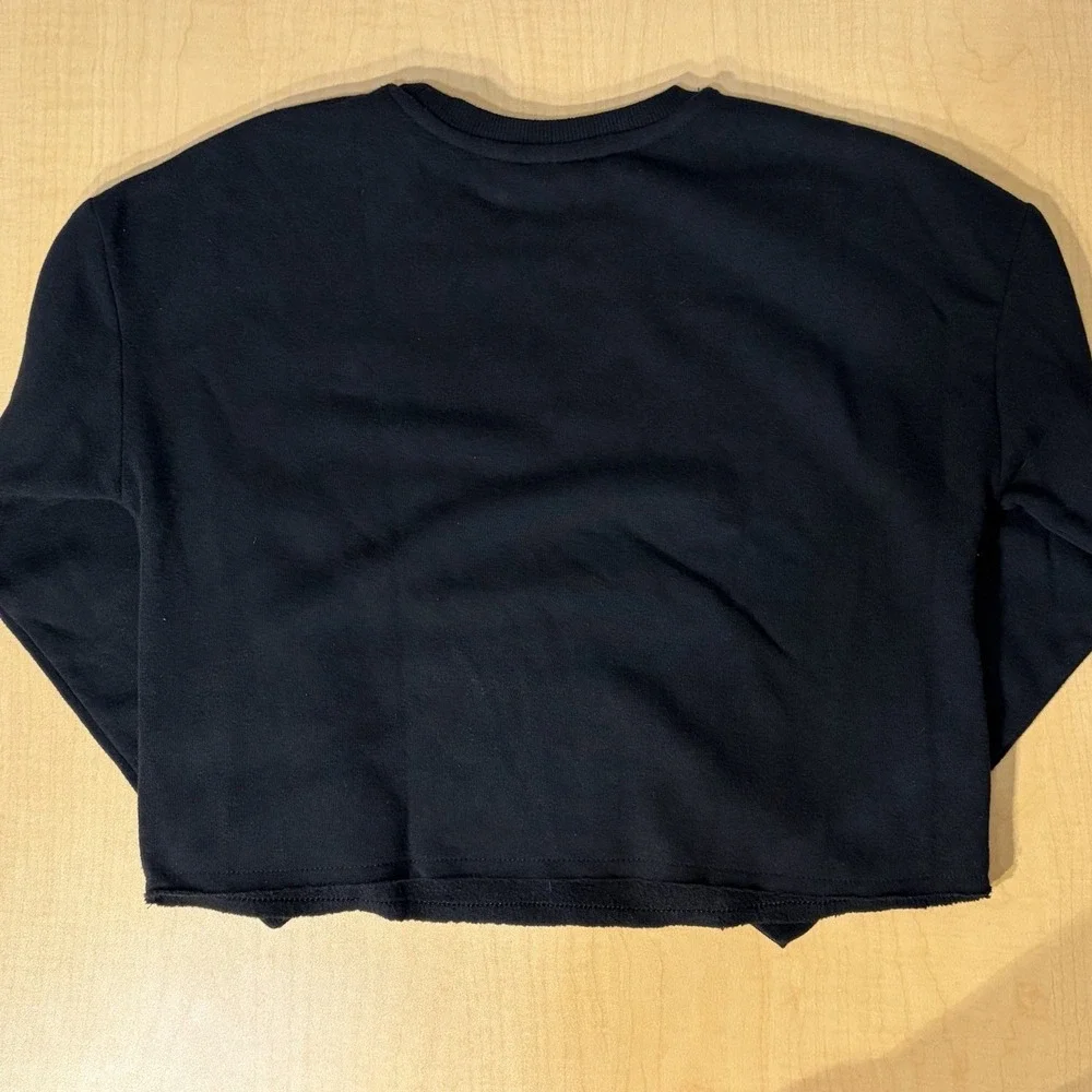 SmileyWorld‎ Have A Nice Day Black Cropped Sweatshirt Girls Size Medium 8